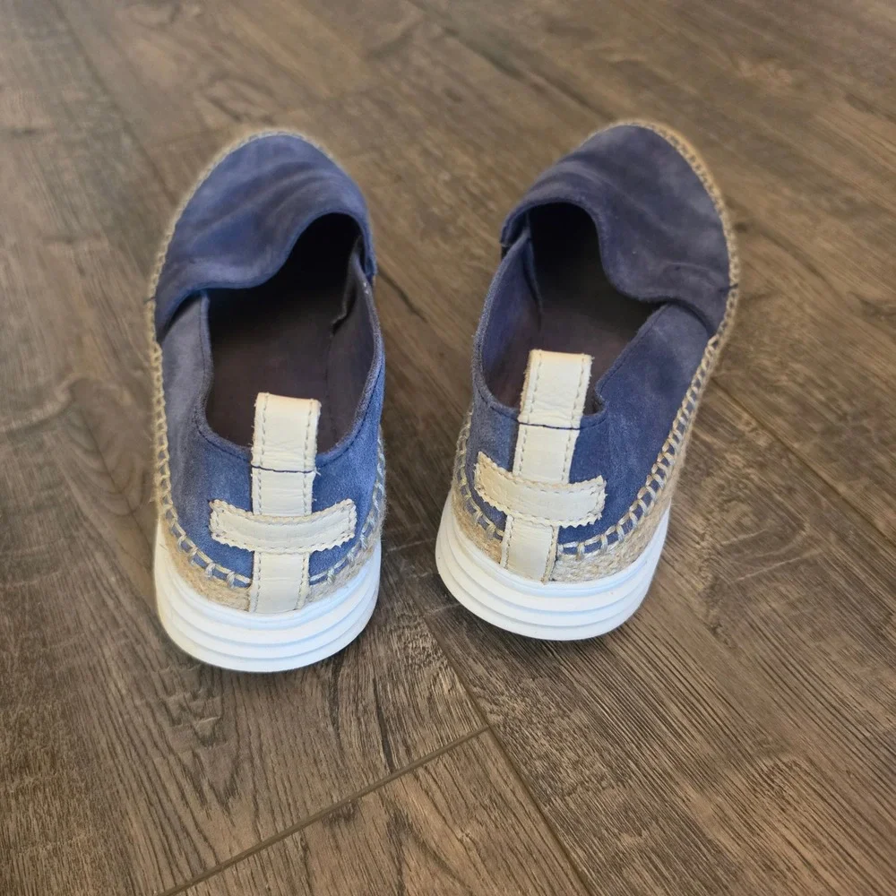 Cole Haan Cloudfeel Espadrille Slip On Shoes Navy Blue Suede Womens